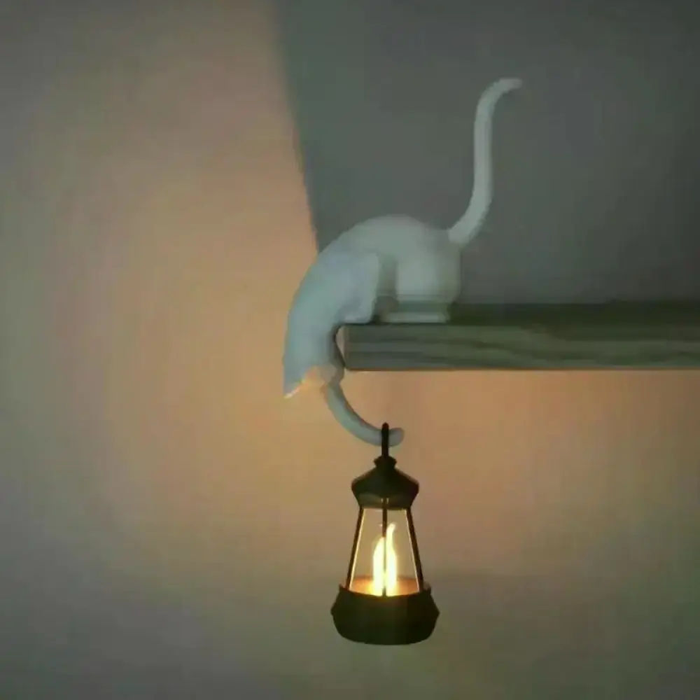 Decor Bookcase and Shelf Cat Night Light Warm Glow Creative Style Cat Shaped Lamp Cat Shaped Decorative Lighting