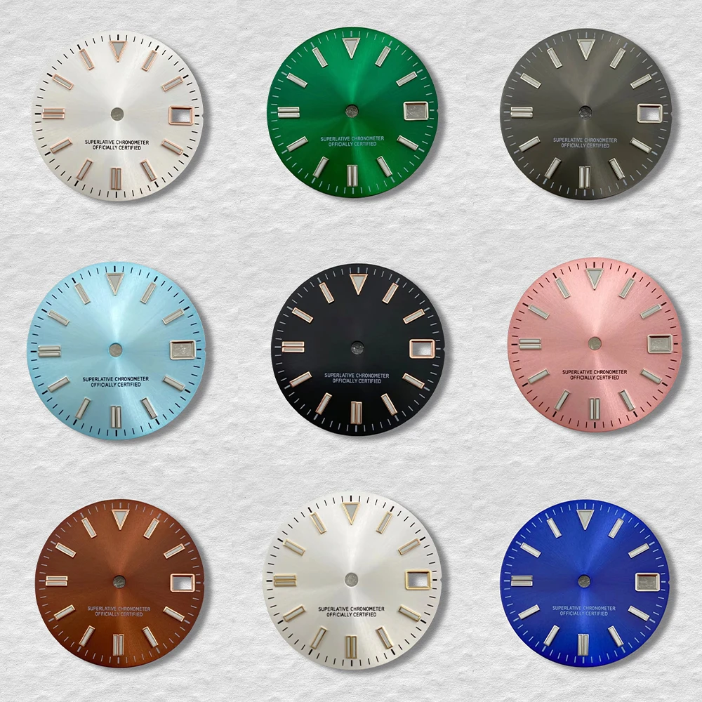 

28.5mm S Logo Dial Fit Nh35/Nh36/4R Movement Sunray Watch Modification Accessories Green Luminous