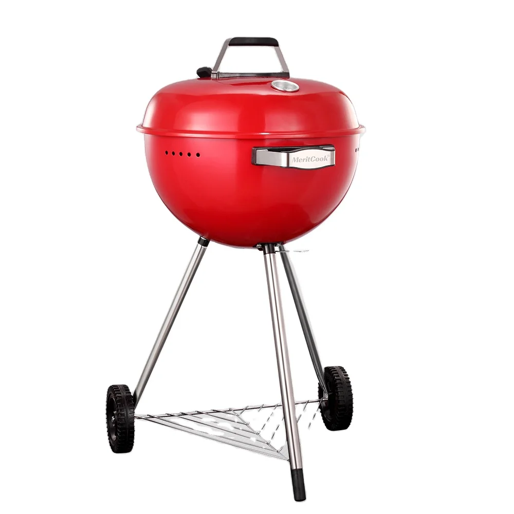 

18 Inch Premium SUS304 Stainless Steel Grid Outdoor Camping Picnic Portable Trolley Apple Shape Kettle Charcoal BBQ Grill