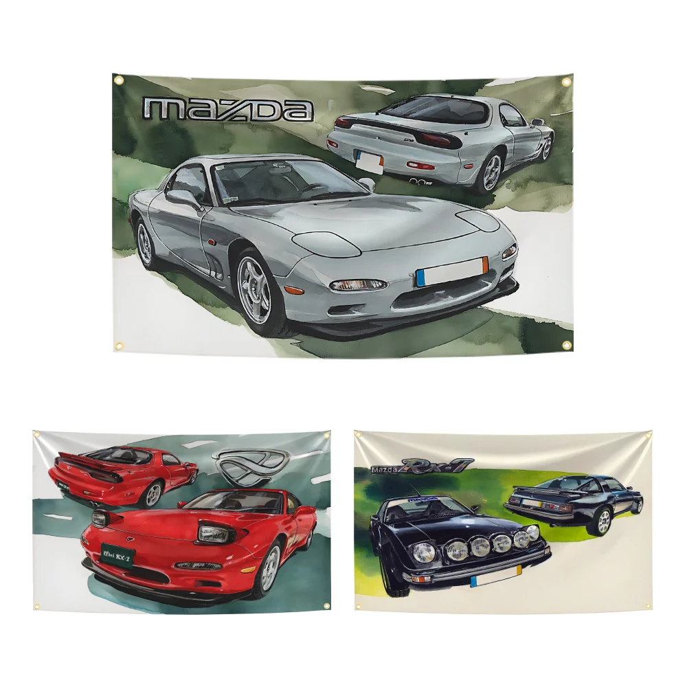 90x150cm Mazdaspeeds Rx7 Racing Car Flag Polyester Digital Printing Banner for Garage Decoration Tapestry