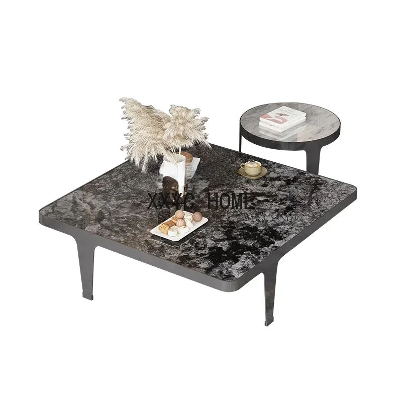 

Italian Minimalist Stone Plate Size Coffee Table Combination Light Luxury Modern Square Coffee Table Small Apartment Home