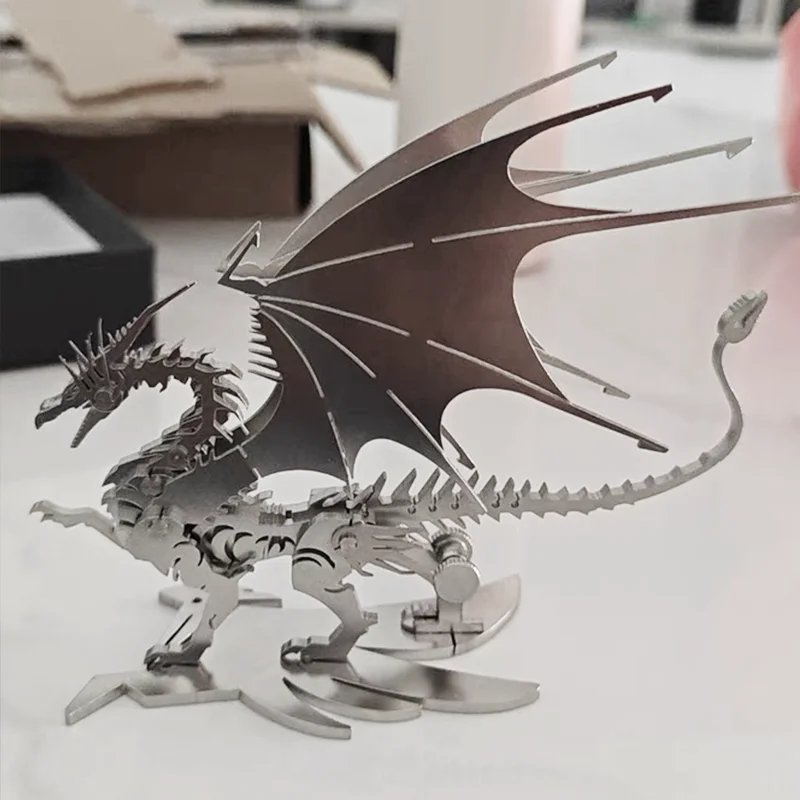 DIY 3D Metal Puzzle, Stainless Steel Mechanical Assembly, Spray Dragon Model, Birthday, Christmas Gift, Puzzle Toy