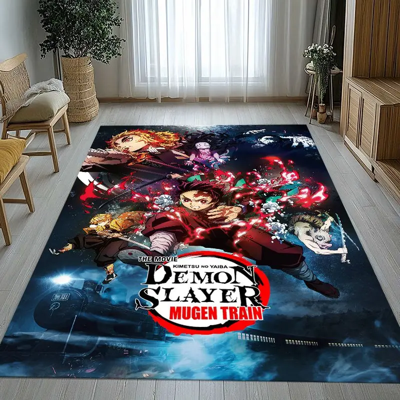 Demon Slayer Kimetsu no Yaiba Tanjiro Nezuko Anime Non-Slip Area Rug for Living Room,Bedroom Carpet Mat for Sofa,Home Decor Gift