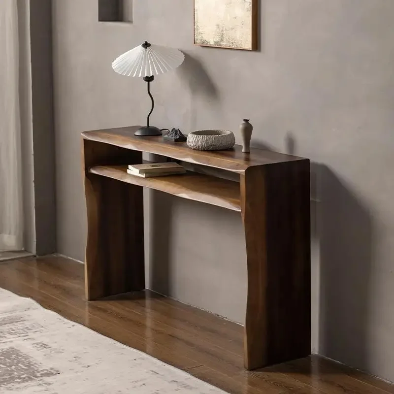 

Rustic American Rectangle Console Table for Living Room Entrance - Minimalist Vintage Salon Furniture