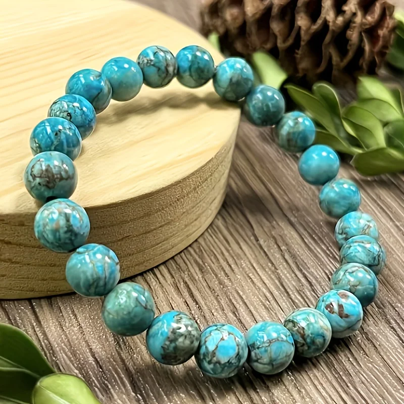 Natural Stone Bracelet, Available in Multiple Colors, Handmade with 8mm Beads and Elastic Rope Bracelet