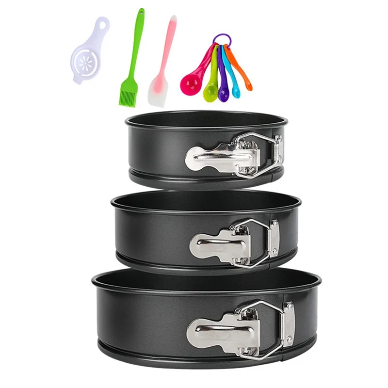 

ABDJ-Pan Set Of 3 (4/7/9Inch) Cake Pans Sets For Baking -Nonstick Leakproof 3 Tier Cake Pan Bakeware