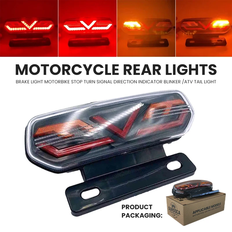 

12V Motorcycle Rear Lights LED Motorcycle Brake Light ATV Tail Light Motorbike Stop Turn Signal Direction Indicator Blinker