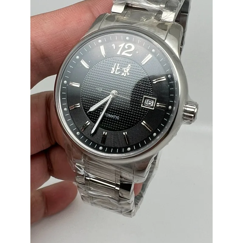 Men's Large Black Dial Watch, Fully Automatic Single Calendar Mechanical Watch