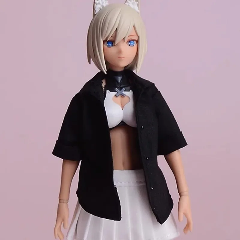 Weibliche Puppe Anzug Modell Mid Sleeve Shirt Strickjacke T-shirt Falten Rock Hosen Fit 6'' TBL Figma Soldat Körper im Maßstab 1:12