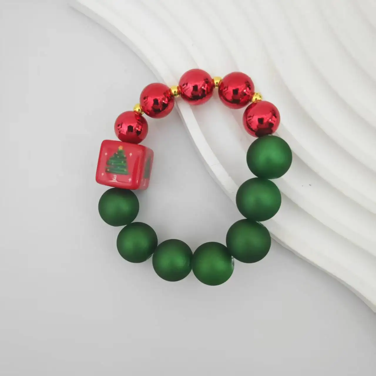 

Новое поступление, детский красный, зеленый браслет ручной работы для женщин и девочек, рождественская елка, бусины, браслет, ювелирные изделия, подарки