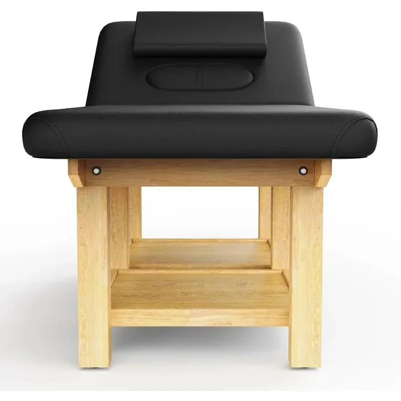 Mesa de masaje estacionaria de madera, mesa de tratamiento físico, silla de terapia de cosméticos, Spa, cama Facial, Lashists, cuero PU, 12