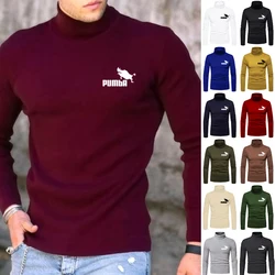 Lente Herfst Winter Mannen Katoen Kasjmier Dieptepunt Shirt Hoge Elastische Mannen Casual Lange Mouwen Sport Coltrui Top