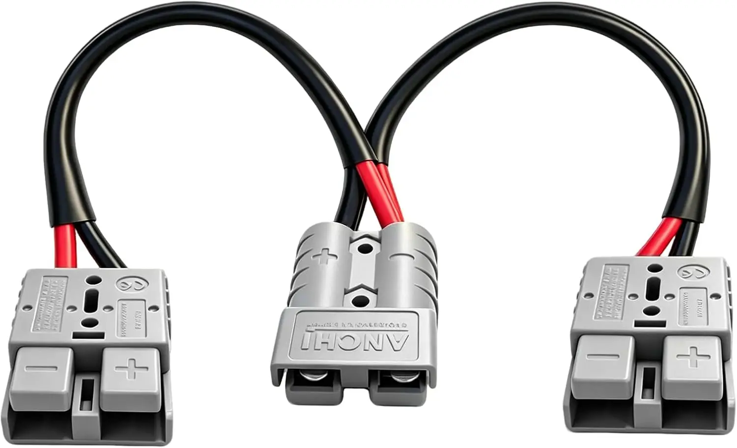 50 Amp Anderson Plug Double Y Splitter Cable, 1 to 2 Anderson Connector Extension Adapter, 10 AWG 6mm Battery Connectors