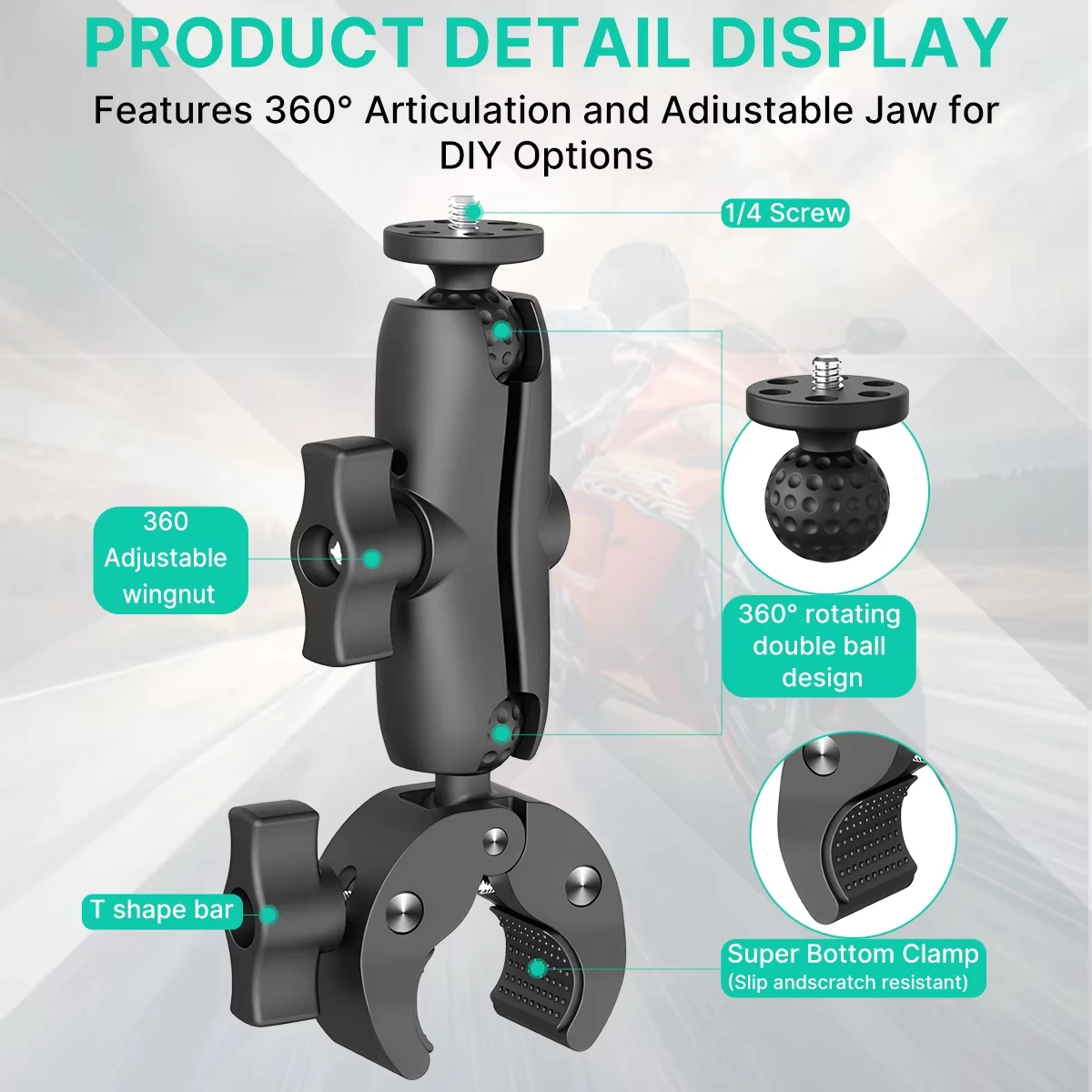 Double Head Clamp Kit For Insta360 One X2 X3 Motorcycle Bicycle Double Clip Bracket for GoPro 11 10 9 Action Camera Accessories image 5