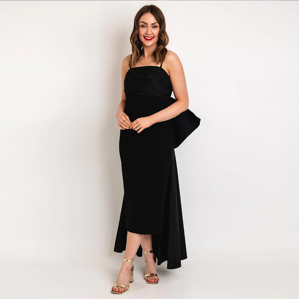 

Черные платья для матери невесты на свадьбу, ночные платья на тонких бретельках, 2025 г., элегантное вечернее платье с открытой спиной