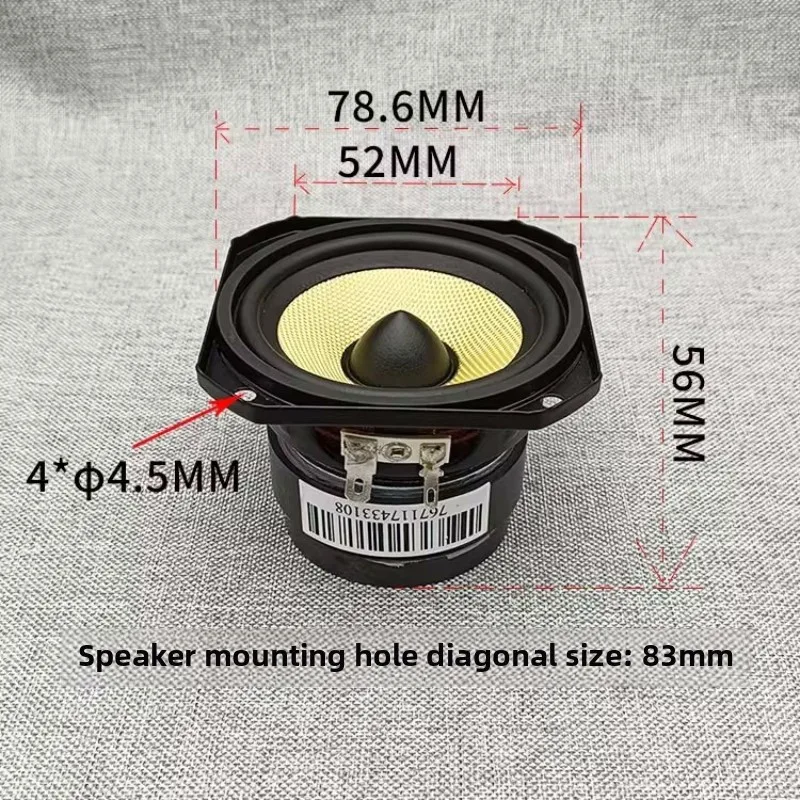 SOTAMIA 1Pcs 3 Inch Mid Subwoofer 4 Ohm 40W Yellow Glass Fiber Basin Bullet Midrange Bass Speaker 20 Core Hifi Power Loudspeaker