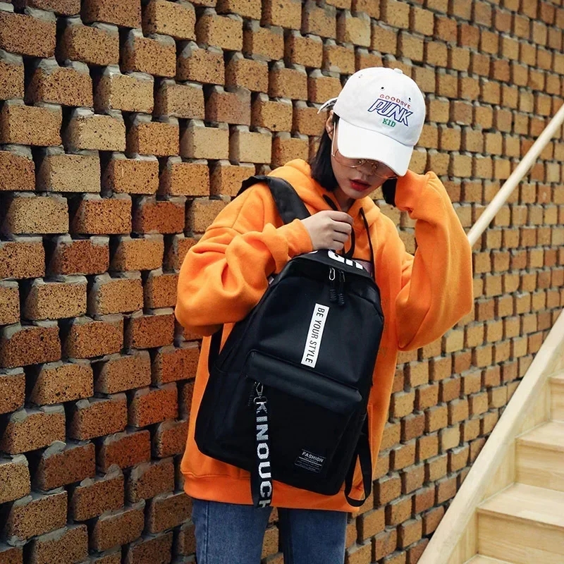 2025 mochila de nailon de moda estilo estudiantes escuela Casual Color sólido bolsos grandes mochila adolescente viaje lesportsac