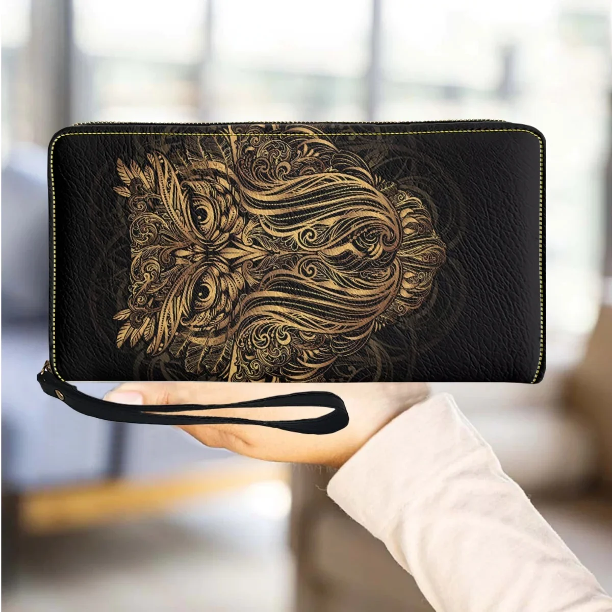 

Vintage Tribal Owl Ladies Wallet Long Girls Mini Pu Leather Small Clutch Commuter Shopping Purse Card Holder carteira feminina