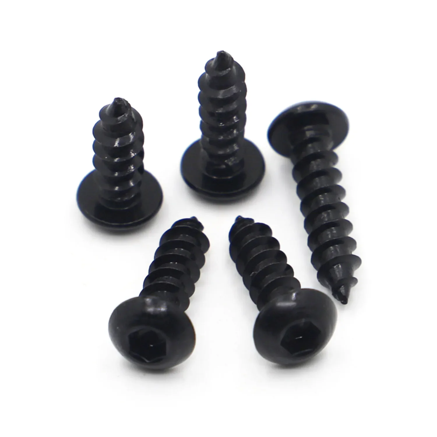 10-50pcs Black Grade 8.8 Carbon Steel Pan Round Head Hexagon Socket Self Tapping Screws M2 M2.5 M3 M4 M5 M6