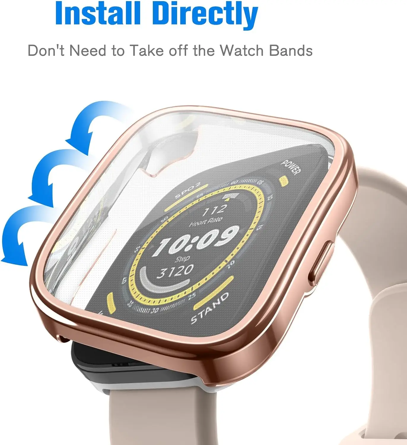 Plating Case For Amazfit Bip 5 Unity  Samrt Watch Strap Full Bumper TPU Protective Accessories Screen Protector