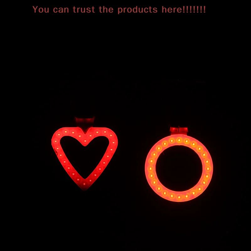 USB Rechargeable Bike Rear Lamp Led Flash Tail Rear Lights Bicycle Tail Light Cycling Lamp Heart Round Flowing Water-shaped