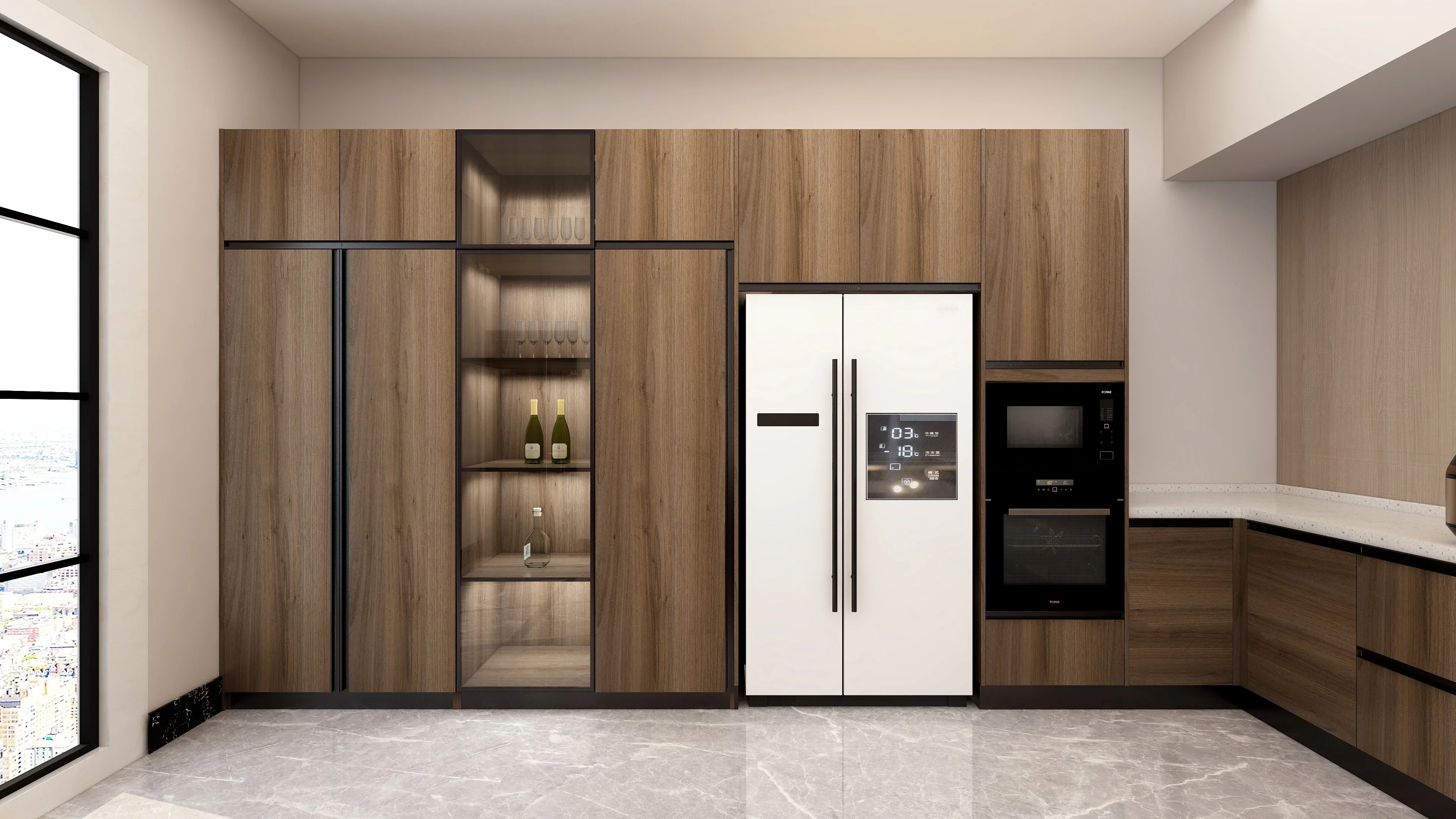 

#High Quality Cupboard High End Luxury Modern Natural Solid Wood Modular Kitchen Cabinets with factory price