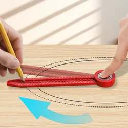 Smooth Bearing Woodworking Compass Adjustable Rotary Ruler Plastic Circle Drafting Tool Layout Gauge for Carpenter Drafting DIY