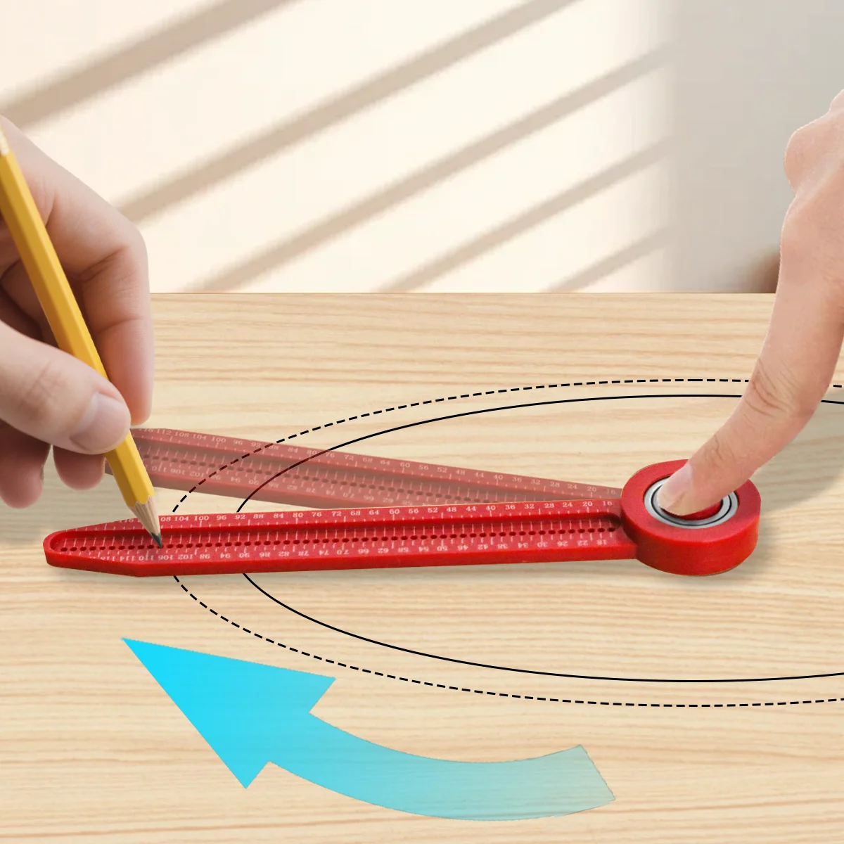 Portable Plastic Circular Drafting Compass Ruler, Precision Measuring Scribing Tool for Woodworking DIY Layout Marking Projects