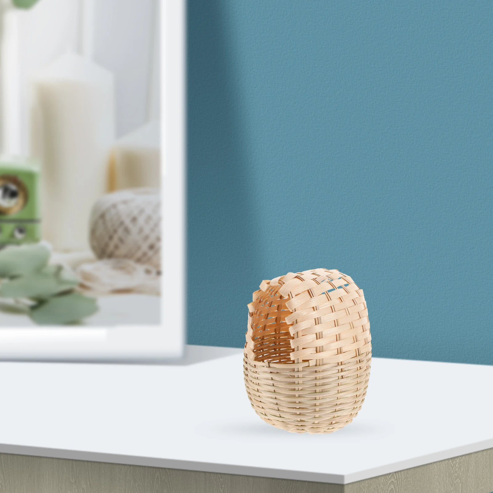 

H woven Birdcage Lampshade Storage Box Decorative Bamboo Bird for Small Birds Home Garden Use Safe Material