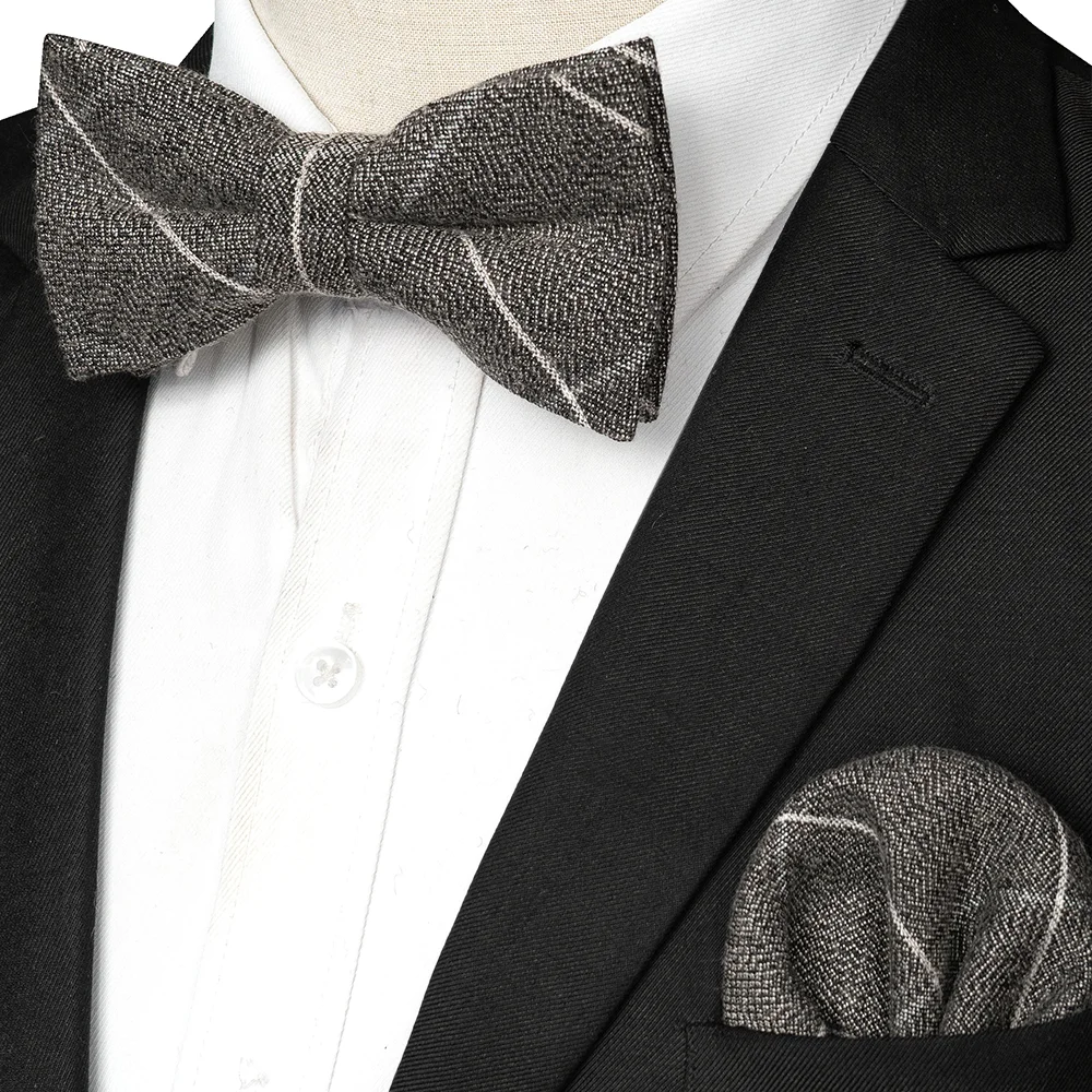 EASTEPIC Kaschmir-Krawatte, doppellagig, dick, Fliege für Herren, Einstecktuch-Set, Woll-Accessoire, warme Farbe, Hochzeitsgeschenk, Winterparty – Detail 7