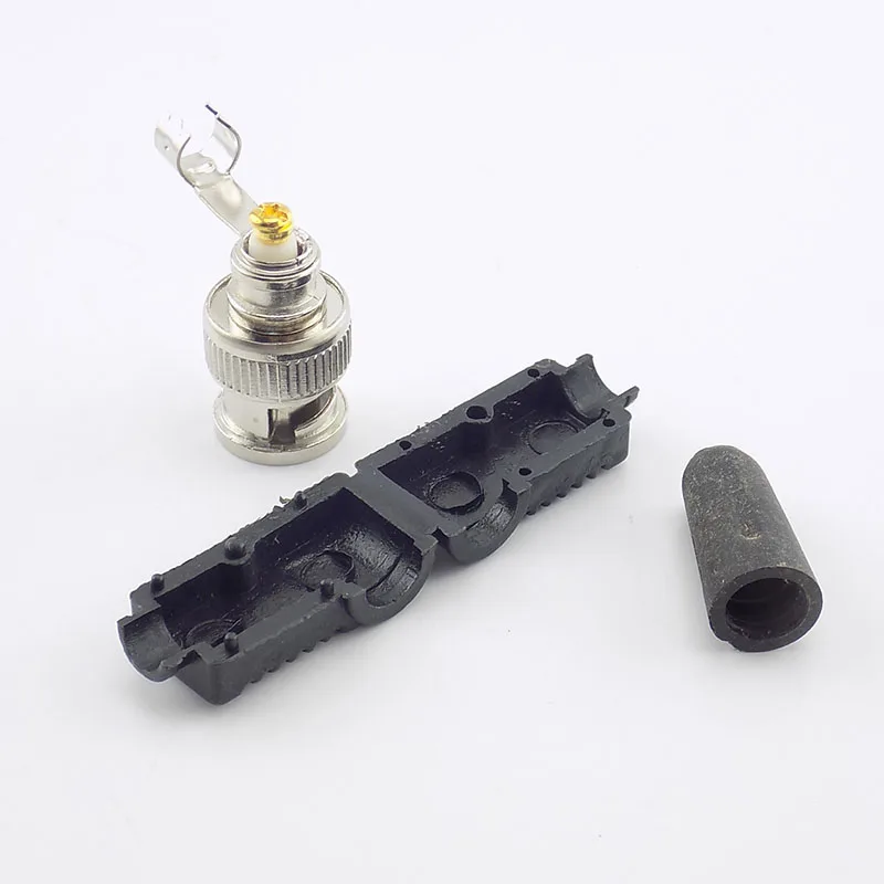 Conector macho BNC Bending Ângulo Plug Adapter, Twist-on cabo coaxial, câmera de vigilância CCTV, áudio vídeo, 5pcs