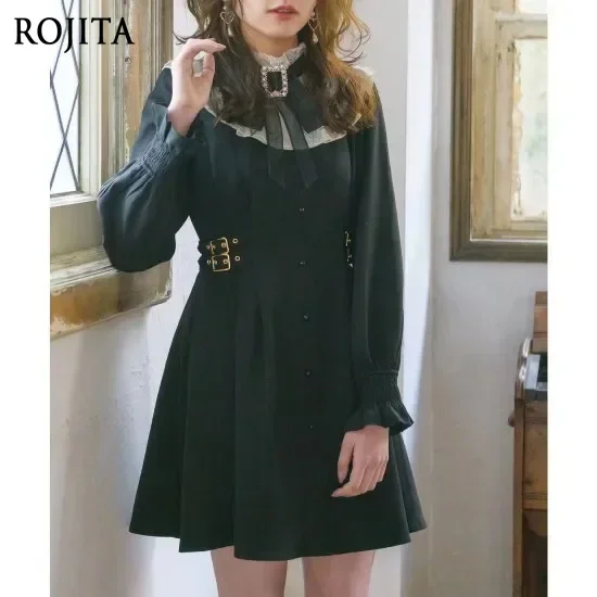 

Lolita Style Vintage Dress 2025 New Balck Short Dress Mine Mass-Produced High Waist Slimming Spring Autumn Dress for Women