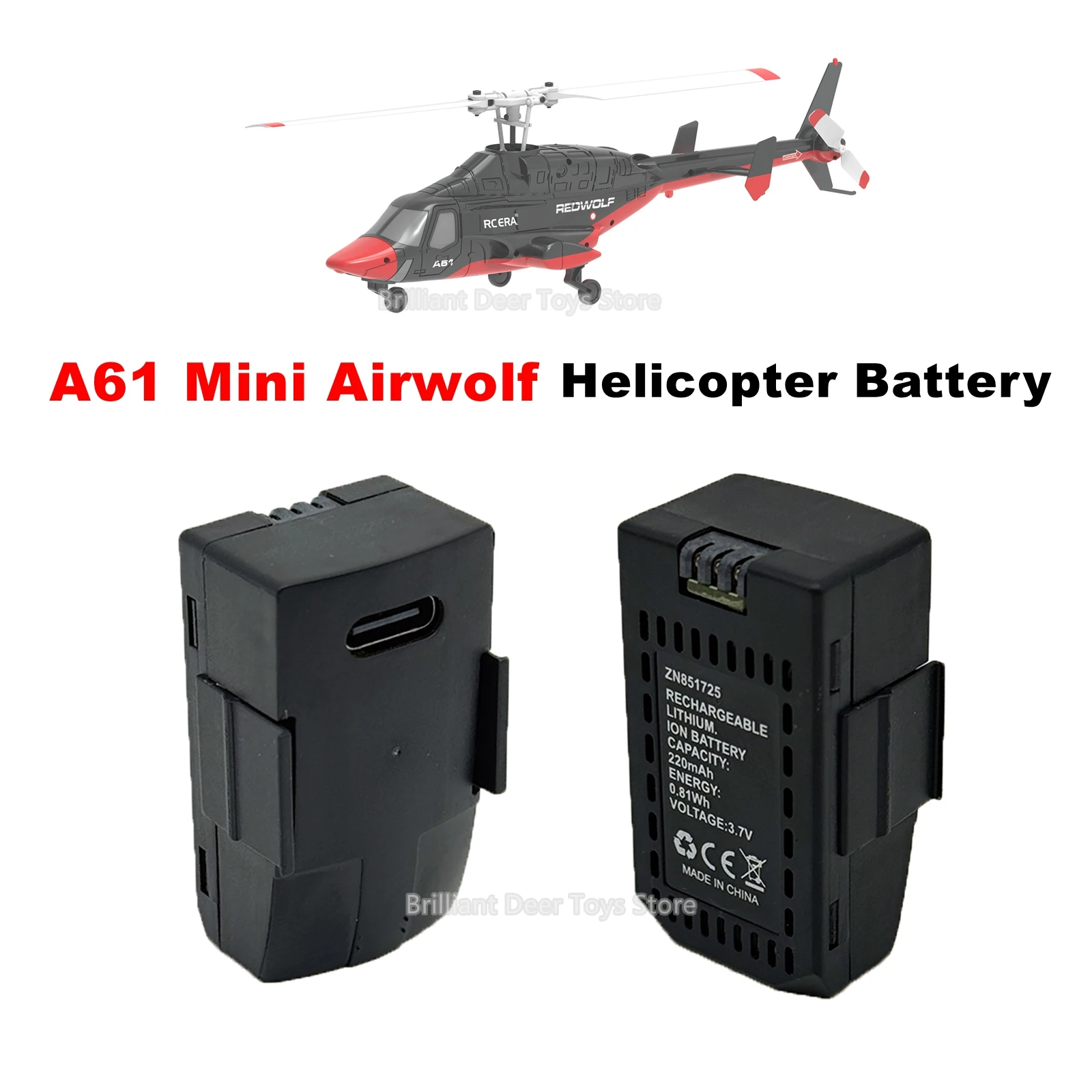 

RC ERA A61 Mini Airwolf 3.7V 220 mAh LiPo Battery Original Spare Parts