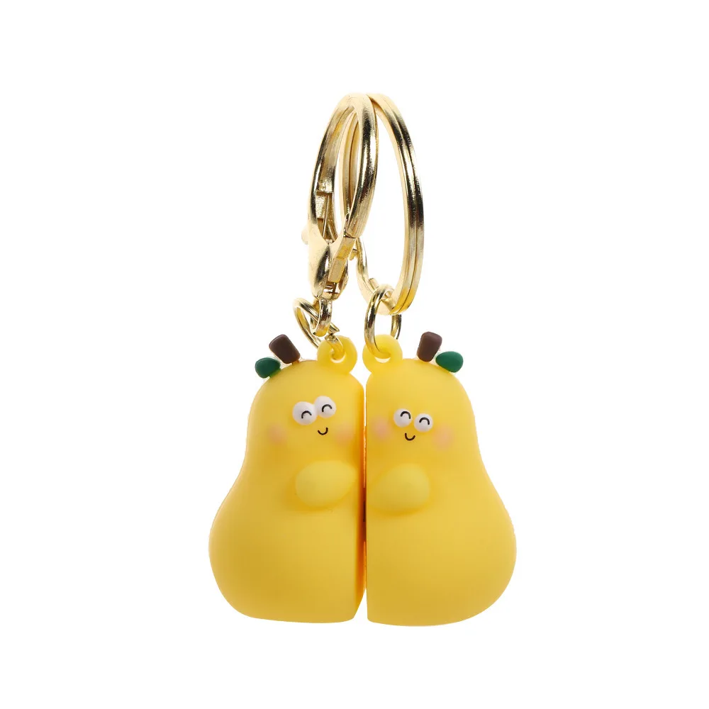 Magnetic Key Chain Lovers Cute Cuddle Pear Sharing Pendant Creative Packaging Accessories Kawaii Couple Key Chain Gift