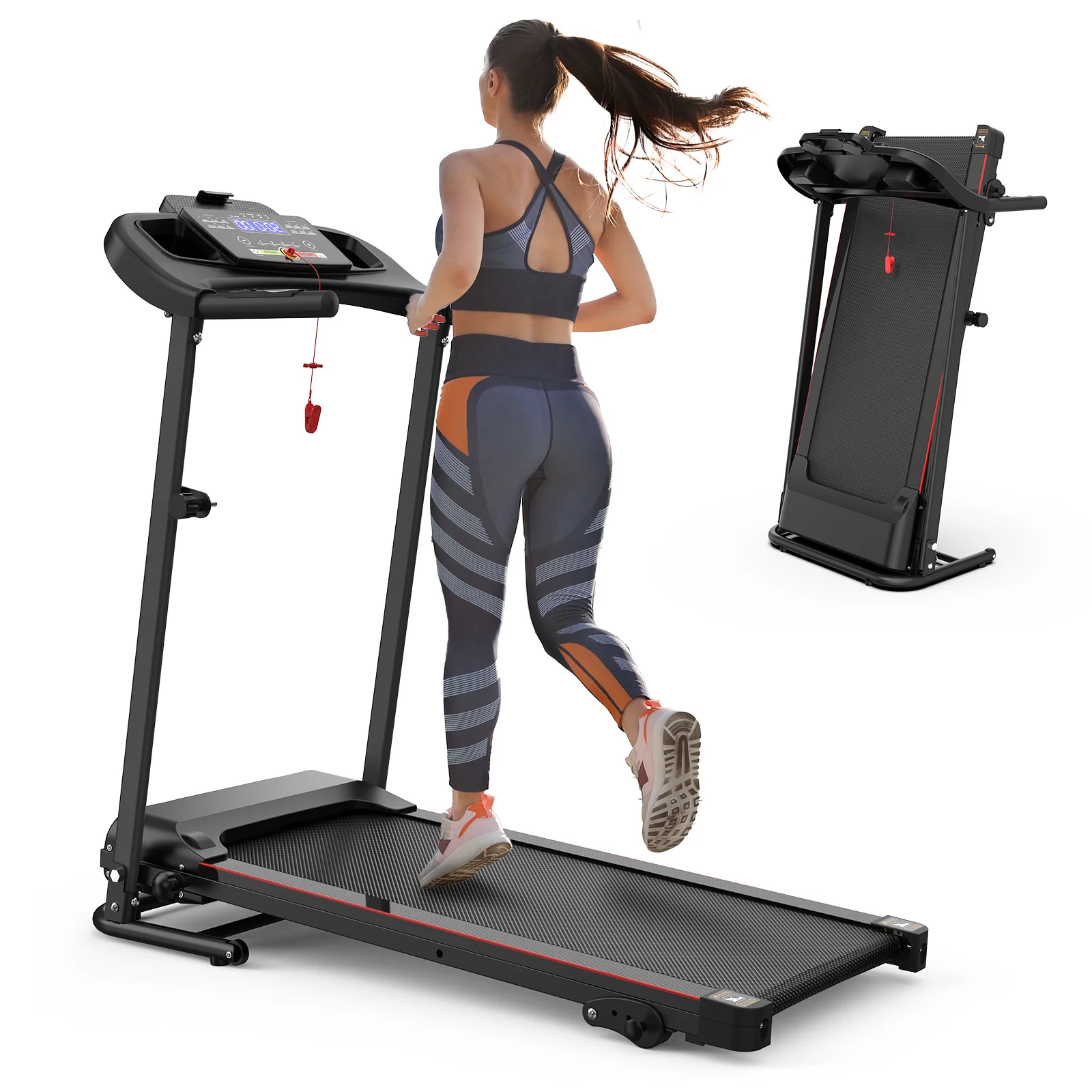 

Home - Use Electric Folding Treadmill, 2.5HP, 12KM/H - Incline Feature, Bluetooth Music, Cup Holder