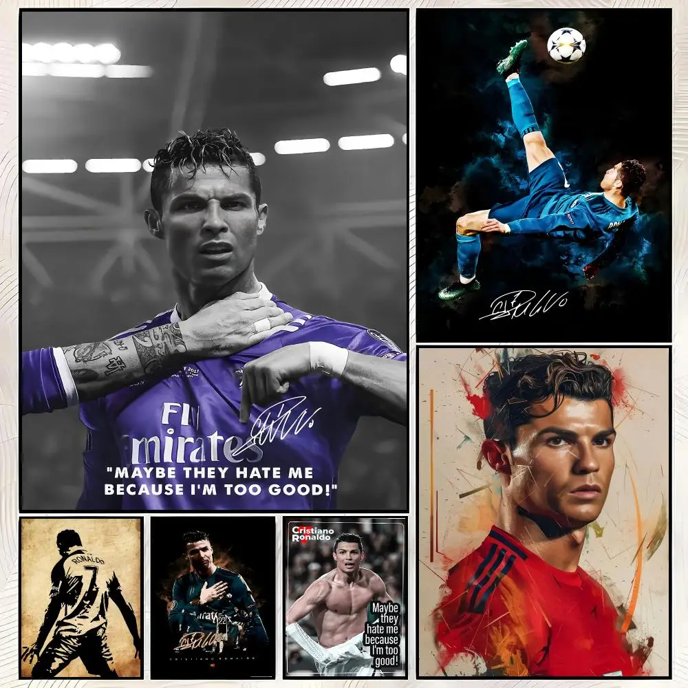 Iconic Soccer Player C-Cristiano Ronaldo Poster Vintage PP Paper Wall Art Home Decor Print for Bedroom Living Room Aesthetic