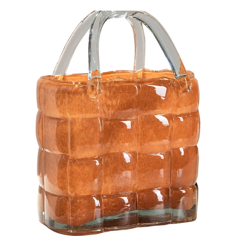 

Прозрачная стеклянная ваза-сумочка для цветов, настольная, для гидропоники, эстетичное украшение для гостиной