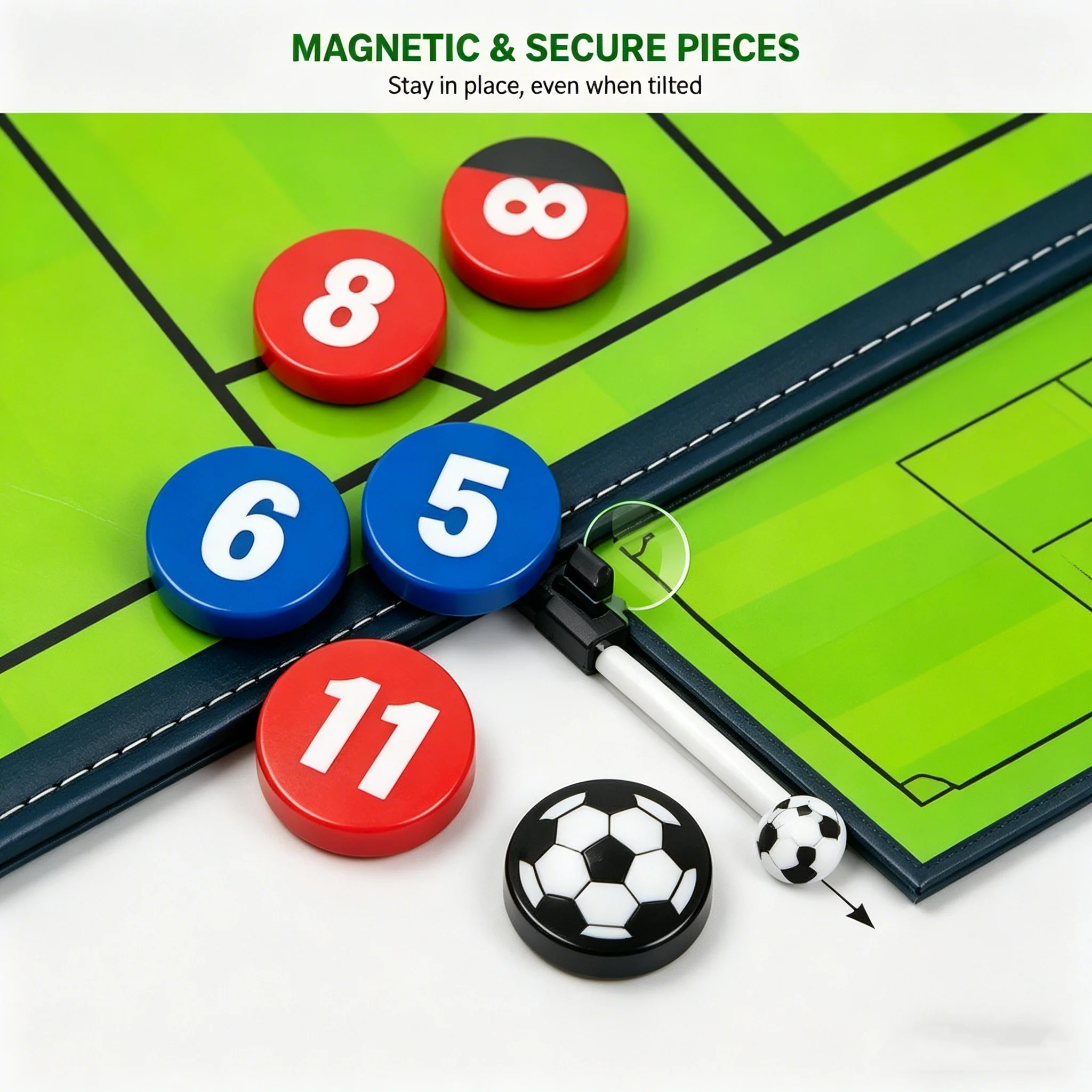Magnetic Soccer Tactics Board, Foldable Football Coaching Clipboard with Magnets & Pen, Portable Strategy Board for Soccer Train view 4