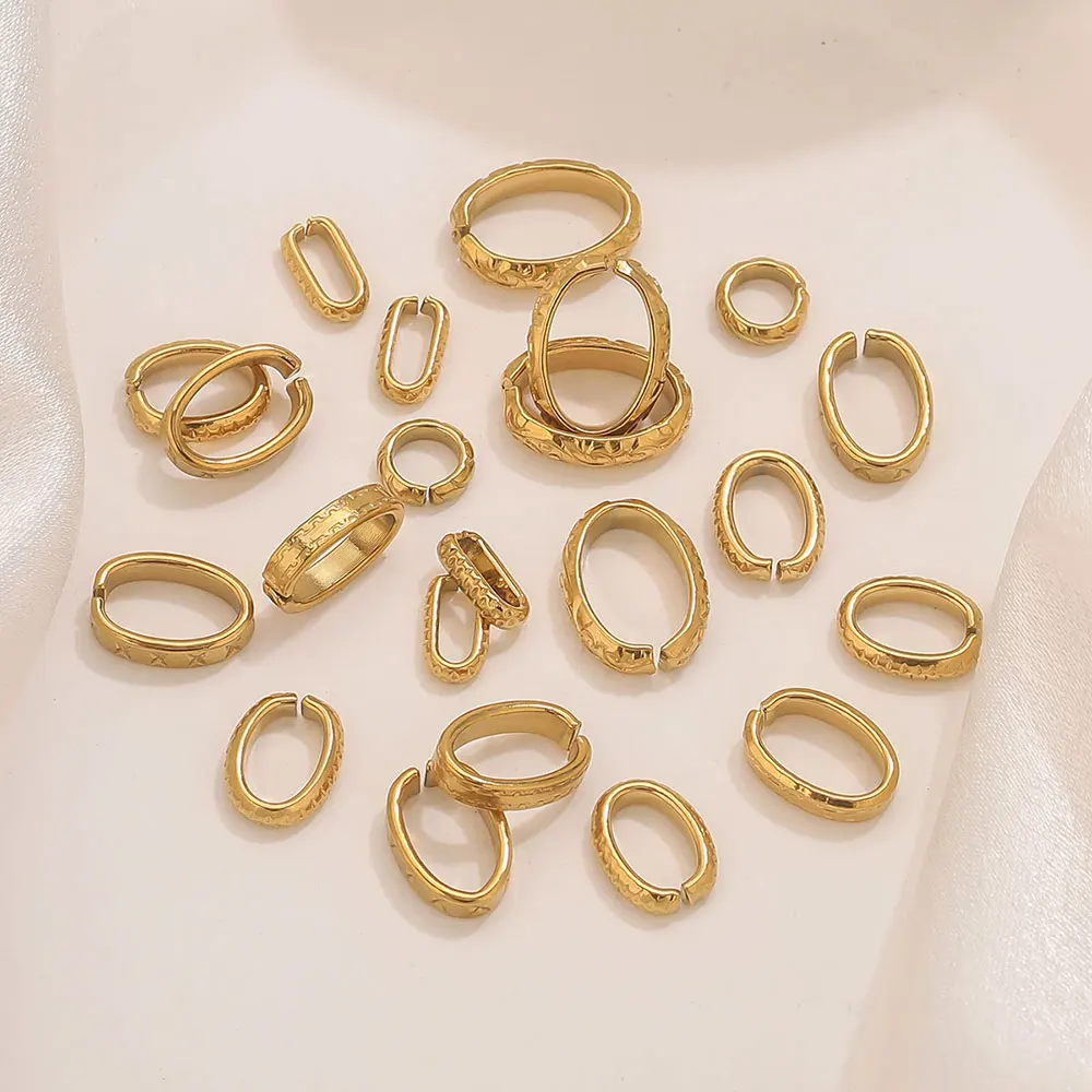 

20pcs Round Oval Stainless Steel Charms Connector 18K Gold-Plated Jewelry Making Accessories DIY Women Earring Necklace Bracelet
