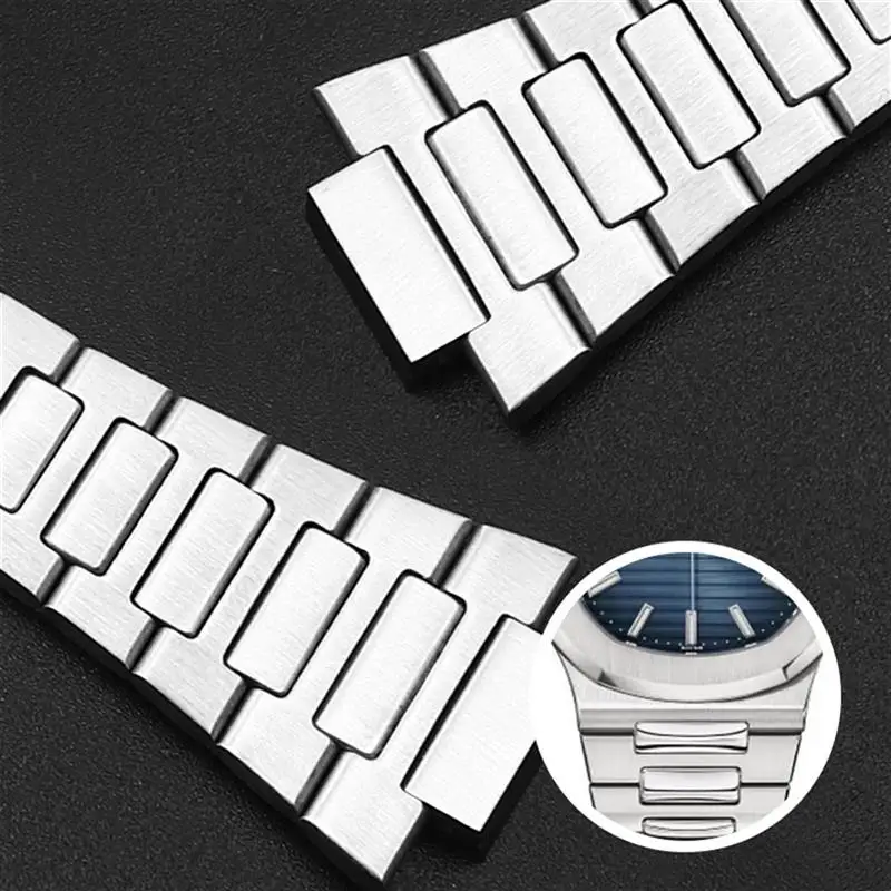 SCHIK For Patek Philippe Nautilus watch strap 5711/1A010 series stainless steel watch chain steel belt convex mouth 25mm-13mm