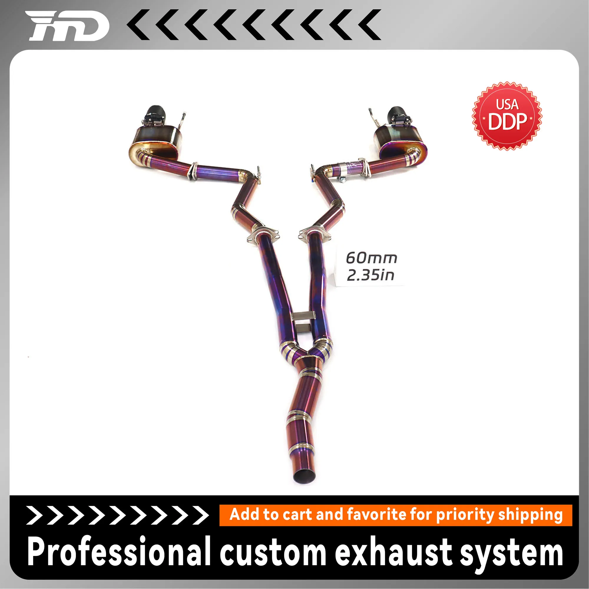 

Performance catback for Ford Mustang 2.3T HMD Titanium Exhaust System Electronic Valve Muffler for Auto Parts
