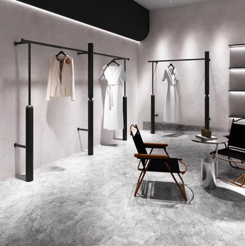 

AdvancedClothing Store Display Rack, Wall Shelf, Women's Clothing Store Wall Special Display, Clothes Rod Matte Black Wall Shelf