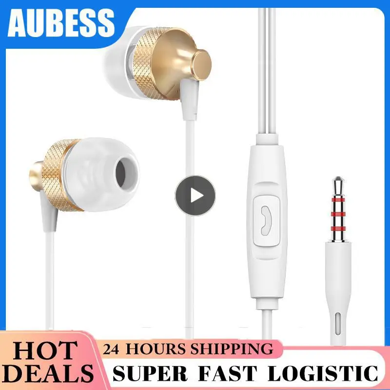 Wired Earphone Stereo Metal In-ear Earphone Heavy Bass Earphones With Wire Control Play/Pause Answer Call 2032 New