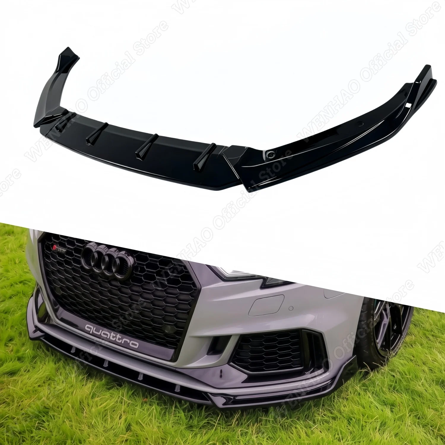 Maxton Style Front Bumper Splitter For Audi RS3 8V Facelift 2016-2020 Front Lip Spoiler Lower Lip Splitter Modification Body Kit