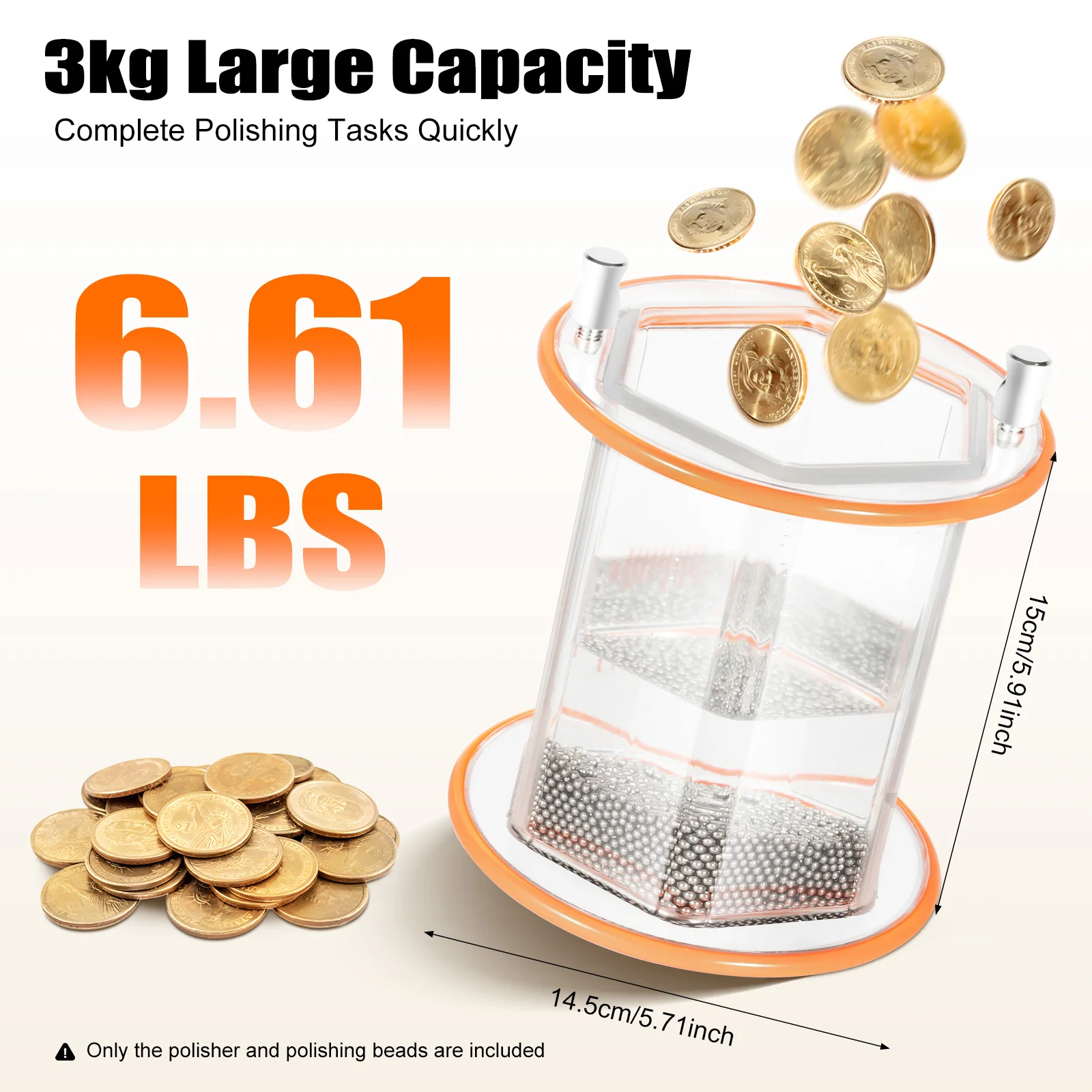 45W Jewelry Polishing Machine Kit, 3KG Capacity Polishing Machine, Adjustable Dual Rotation Jewelry Polisher with Polishing Bead