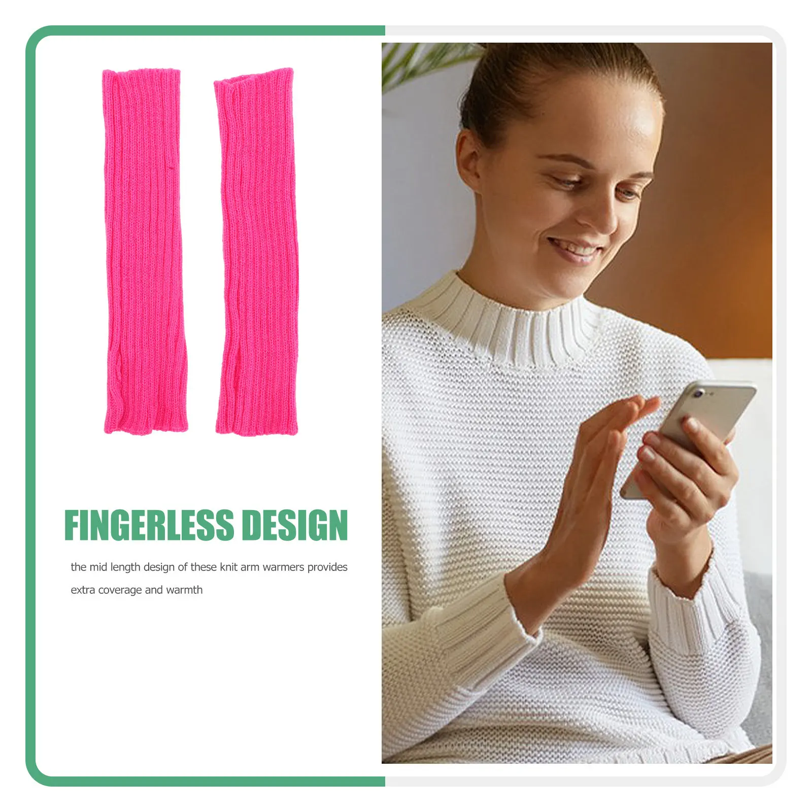 Stretchy Knitted Mid Length Fingerless Arm Warmers Half Finger Thermal Winter Gloves Outdoor Men Women Cold Weather Warmers