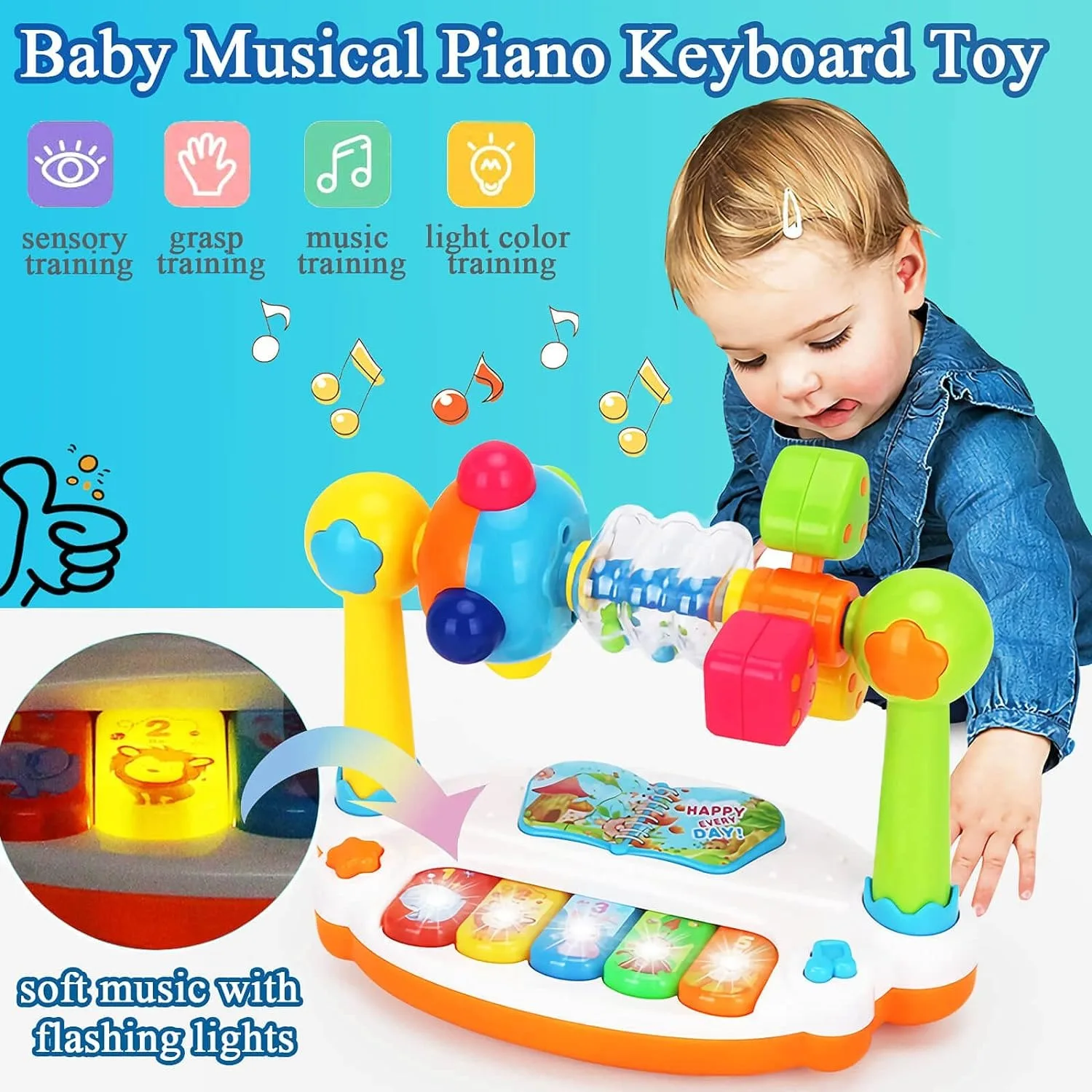 Giocattoli musicali per pianoforte per bambini, giocattoli per neonate giocattoli per neonati, giocattoli musicali per bambini giocattoli luminosi apprendimento precoce giocattolo educativo per tastiera per pianoforte