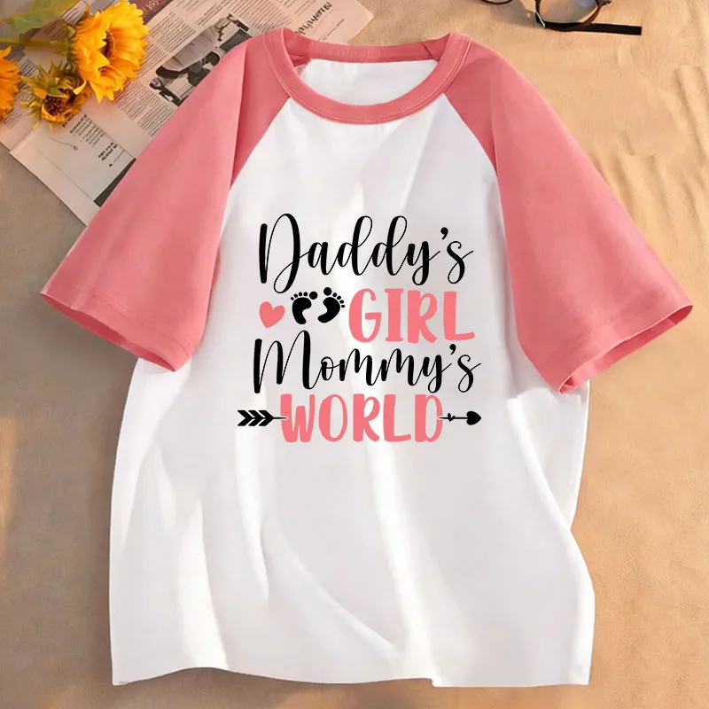 Modische Daddy Love Letter Bedruckte T-Shirts Kurzarm O-Ausschnitt T-Shirt Mädchen Sommer Frühling Lässiges Oberteil