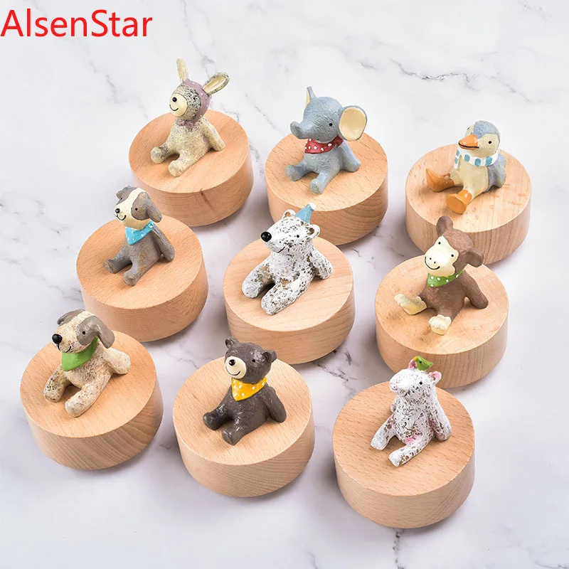 Look Up Starry Sky Round Music Box Wooden Creative Furniture Ornaments Birthday Christmas Gift Music Boxes Home Decoration