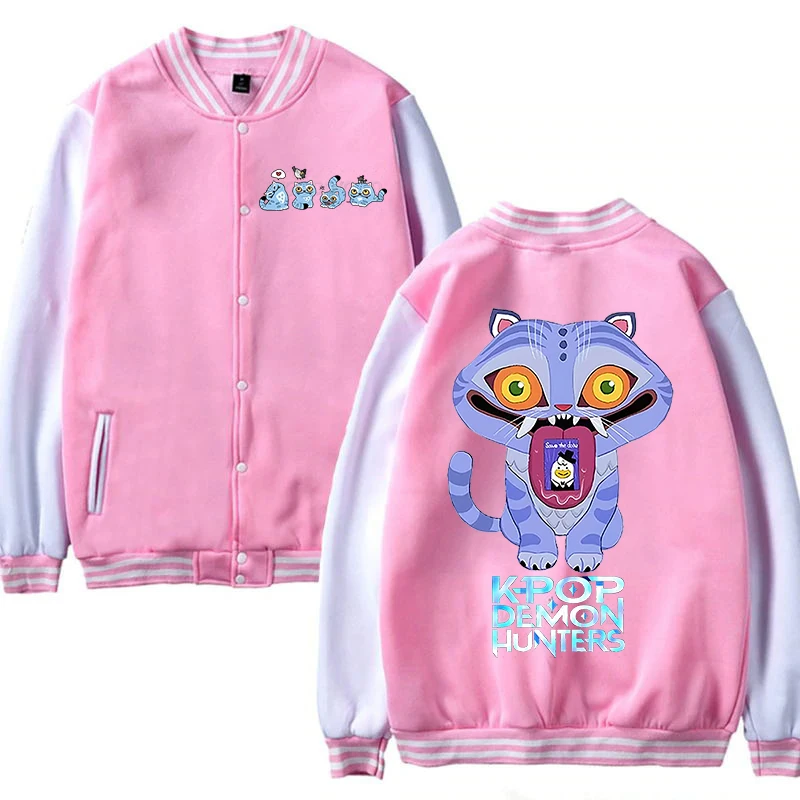Chaqueta con estampado de película para mujer, chaqueta de béisbol de estilo callejero clásico con dibujos de tigre Derpy, abrigos informales de moda